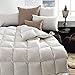 SNOWMAN Premium Down Comforter Queen Size, Luxurious All Season Duvet Insert with Cotton Blended Fabric, 37oz Fill Weight 3D Baffle Box Design Hotel Bedding Comforter (White,90