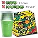 Teenage Mutant Ninja Turtles Party Supplies | TMNT Party Supplies | Includes Large Plates, Dessert Plates, Napkins, Table Cover, TMNT Masks | Boy Birthday Party Decorations Serves 16