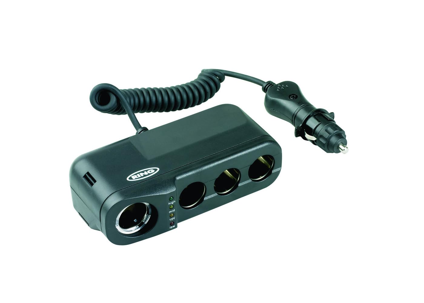 RING Quadruple Multi Socket Car Adaptor With Battery Analyser