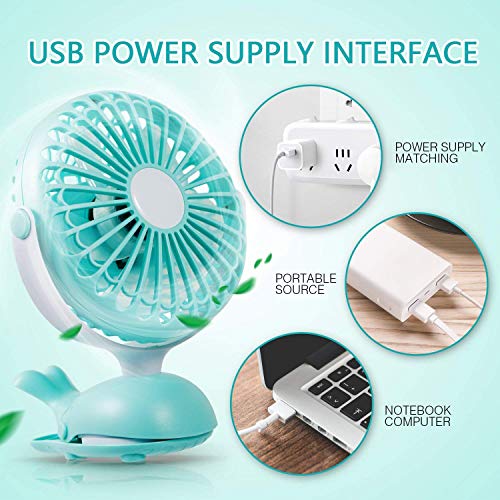 Clip Fan Portable Mini USB - Battery Operated Fan Silent Desk Fan, 360 Rotation, Rechargeable Battery Powered Fan, Small Cooling Quiet for Stroller, Bedroom, Office, Woman, Kids, Travel