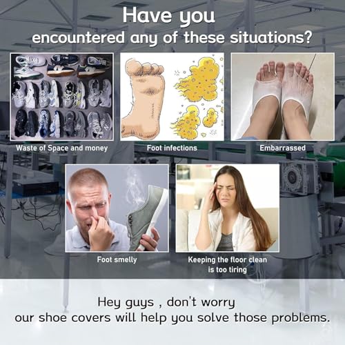 Disposable Shoe Covers, 100 Packs (50 Pairs) Boot Covers Non-Slip Shoe Covers for Indoor Shoe Protector Medical Boot Cover Rain Shoes Sneaker Bottom Protector Shoe Cover