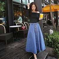 anyilon Korean Style Women High Waist Loose Type Long Skirts Summer Casual All Match Clothes Denim Skirts Female Clothing