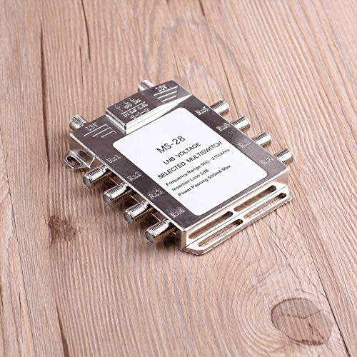 Dofranmigo Portable 2x8 JS-MS28 Satellite Signal Multiswitch 950-2150MHz LNB Voltage Selected Switch Low Loss LNB Receiver Multiswitch