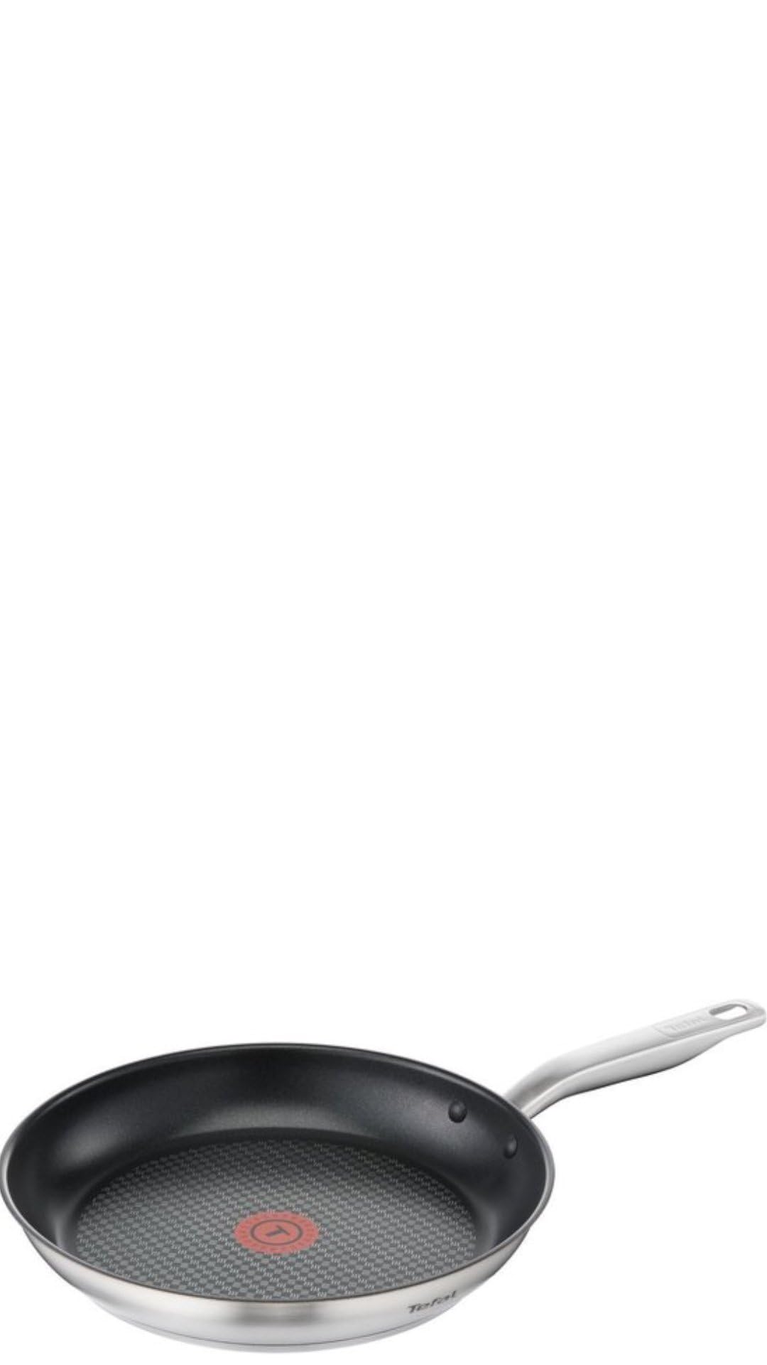 Tefal Virtuoso E49106 Frying Pan 28 cm Coated High-Quality Premium Stainless Steel Non-Stick Titanium Coating Temperature Indicator Thermal Signal Suitable for Induction Cookers Roasting