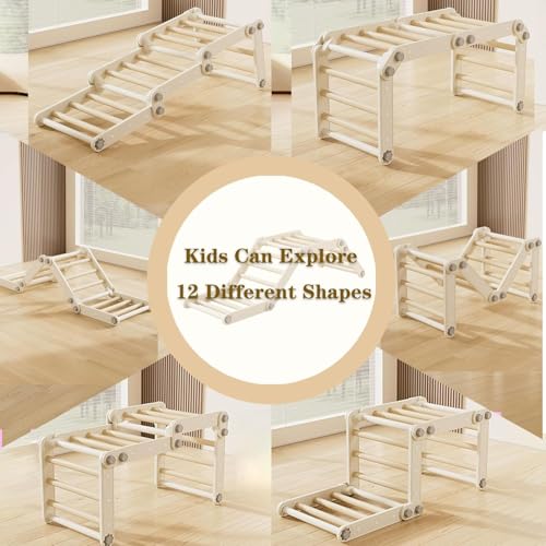 AM ANNA Toddler Climbing Toys, Swedish Ladder Kids Pikler Triangle Set,Montessori Indoor Play Gym,Multifunction Foldable Indoor Climbing Gym for Kids,Plastic Montessori Indoor Jungle Gym Playground
