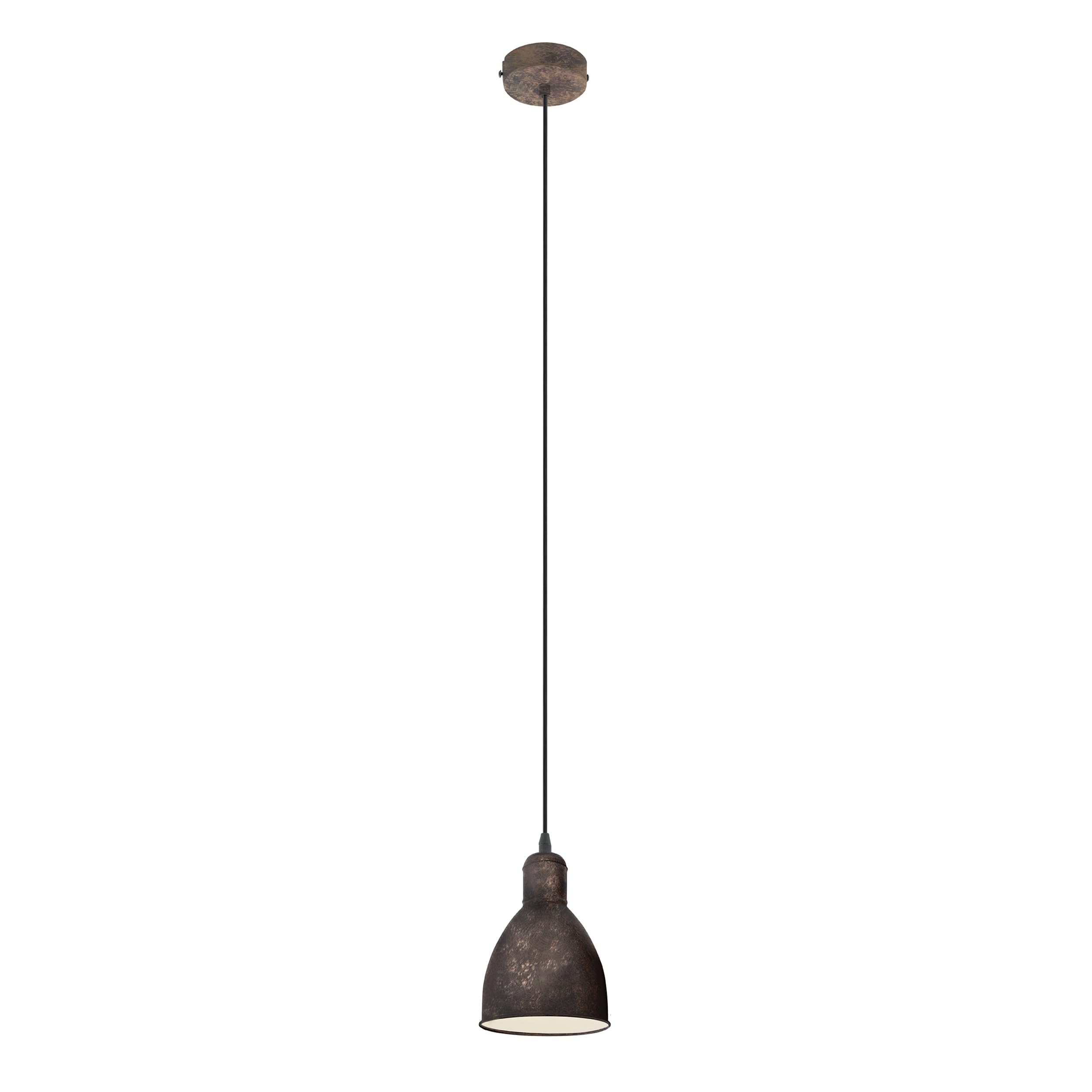Eglo Priddy 1 Pendant Lamp, Single-Light Vintage Hanging Lamp in Industrial Style, Retro Steel Pendant Light, Colour: Antique Copper, Socket: E27