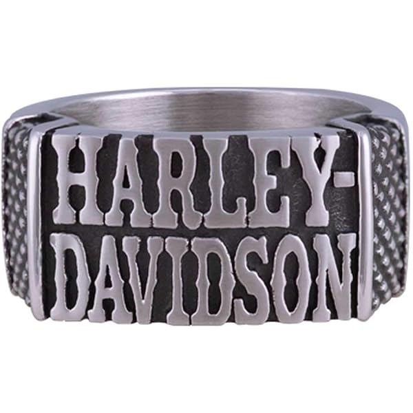 Harley-Davidson Men's Outline B&S Collegiate Style Ring - Stainless Steel - HSR0105