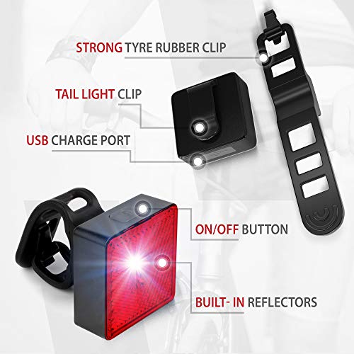 image for BrightRoad Auto On/Off Rechargeable 40 Lumens Bicycle Tail Light,Smart