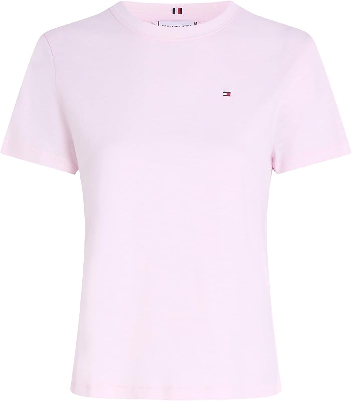 T-Shirt Manches Courtes Femme Slim avec Col Ras-du-Cou, Rose (Light Pink), S — photo 4 sur 6