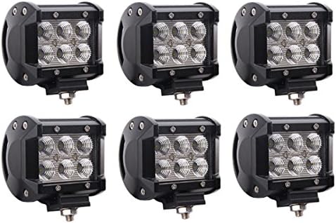 Parisled 6Pcs 4 Inches 18W CREE Led Work Light For 4wd Boat Ute Driving Atv Car Indoor&amp;Outside- Flood Beam