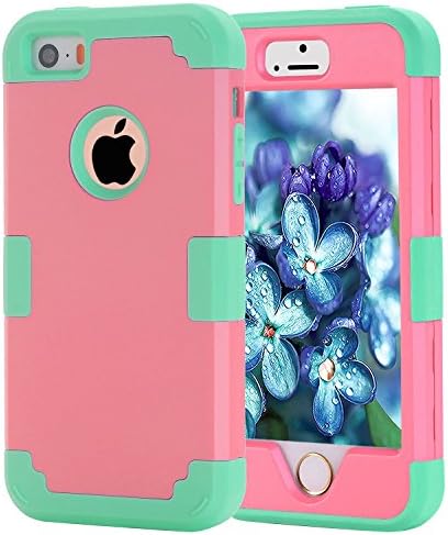 iPhone 5S Case,iPhone SE Case,Cafeleo 3 in 1 Shield Slim Thin Hard Rugged Bumper Shockproof Ultra Protective Back Rubber with Dual Layer Impact Protection Cover for Apple iPhone 5/5S/SE