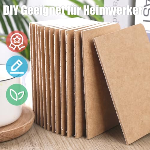 Koogel 32 Stück Klein Blanko Notizbücher, Notizbuch Journal Tagebuch Notizblöcke Schulhefte 13 x 9cm Notizbücher mit Kraftpapier-Einband Braun