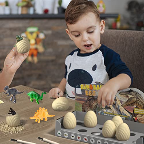 EARTH'SCODE Dinosaur Eggs Excavation Dig Kit, 12 Dino Egg with 12 Cute Unique Dinosaurs Inside Toys for Best Holiday & Birthday Archaeology Science STEM Crafts Gifts for Kids 3-12 Years Old