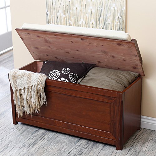 Cedar Chest Mission Bench with Cushion Cherry Furniture Storage Storage Chests Hope