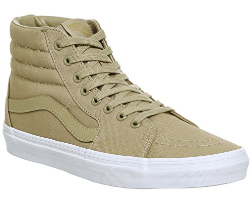 Vans VA38GEMX4 Unisex SK8-Hi Canvas Skate Shoes, Khaki/True White, 7.5 B(M) US Women/6 D(M) US Men