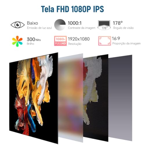 Monitor Portatil para Notebook 15.6" FHD IPS Ultra Fino 1080P com HDR e FreeSync USB-C/HDMI Zero Latência - Tela Portátil para Notebook com Filtro de Luz Azul,pare Viagens, Casa, Trabalho e Jogos