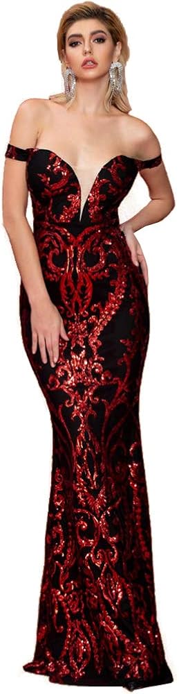 Lin Lin Q Women Bra Sequin Maxi Evening Party Dress