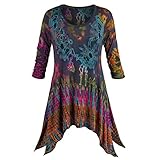 Women's Tunic Top - Jennifer Tie-Dye Blouse With Sharkbite Hem