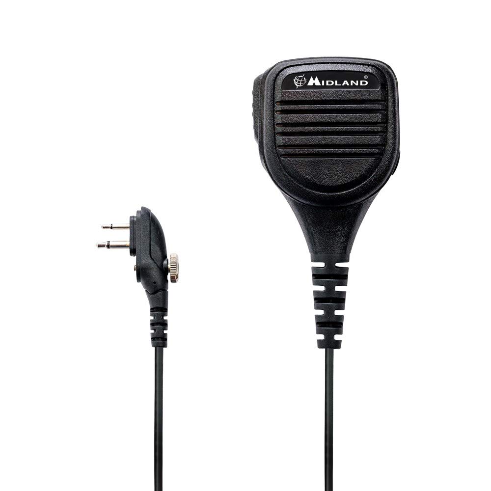 Midland - MA25-M Microphone Shoulder Speaker Mike for Walkie Talkie Compatible with G15 PRO, G18 PRO and Arctic Radio Series - Rotating Shoulder Mic, 2-Pin Motorola Threaded Connector and Clear Audio