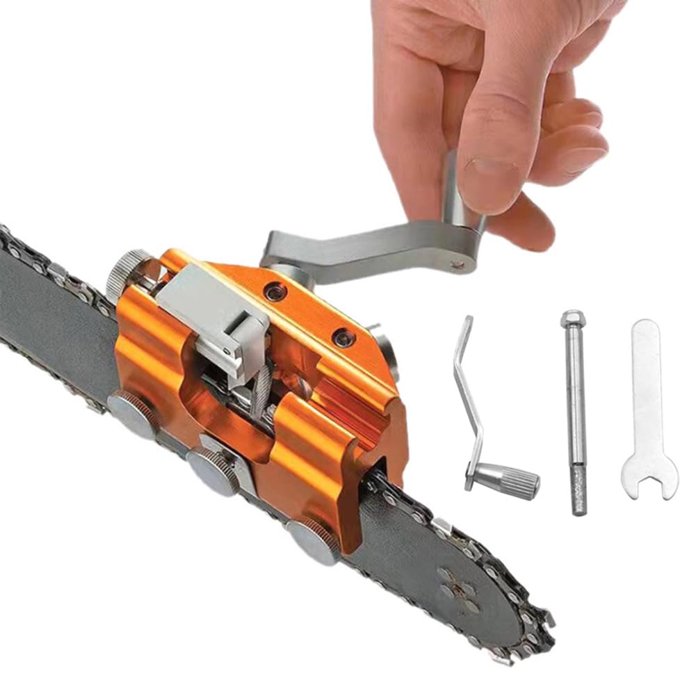Geevorks Chainsaw Chain Sharpening Jig with Carbide Cutter Portable Manual Chain Saw Sharpener Kit for All Chain Saws