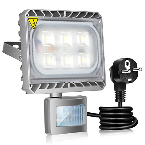 GOSUN® 30W LED Fluter Mit Bewegungsmelder, 2700lm, Kaltweiß 6000-6500K, Wasserdicht IP65, CREE SMD5050, 120° Abstrahlwinkel, LED Flutlicht Außenleuchten, 36 Monate Garantie
