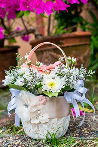 image for Customoffi Modern Basket – Best for Flower Girl Basket and Bridal Sh