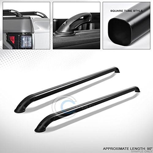 Autobotusa Matte Black Sqaure Bar Truck Bed Side Rails Rs 99-06 07 Silverado/Sierra 8 Ft 96"