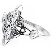 Stainless Steel Witches Knot Ring for Women Heart Shaped Witchcraft Knot Ring Celtic Amulet Wicca Protection Jewelry