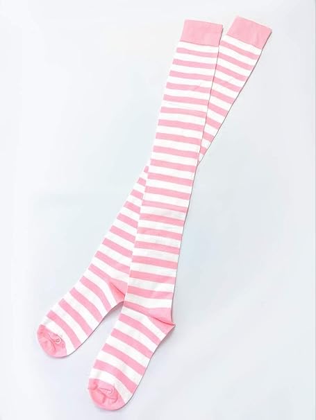 Amazon Co Jp ハイソックス ソックス 靴下 Wns 06p ボーダー柄 スーパーロング オーバーニーソックス ピンクク ホワイト 膝上丈 しましま ニーソ おもちゃ