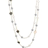 Fashion jewellery designer camellia and pearl Long collarbone necklace for women imitation pearl necklace gift