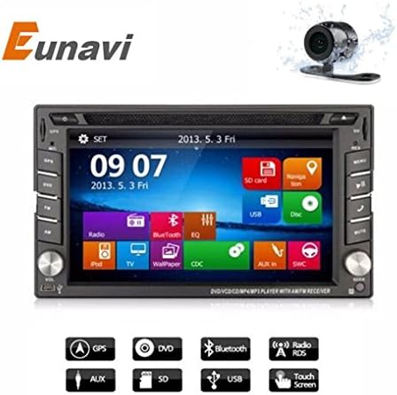 2 Din 6.2 inch Universal Car DVD Player with GPS Navi Car Stereo Radio/Video in Dash Support Bluetooth/SWC/USB/SD All Functions+Waterproof Rear View Camera