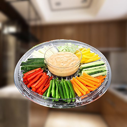 KARMAS PRODUCT 6 in 1 Cake Stand with Dome Lid,Multifunctional Serving Platter and Cake Plate, Salad & Punch Bowl,Clear Acrylic,12" - Thumbnail 4