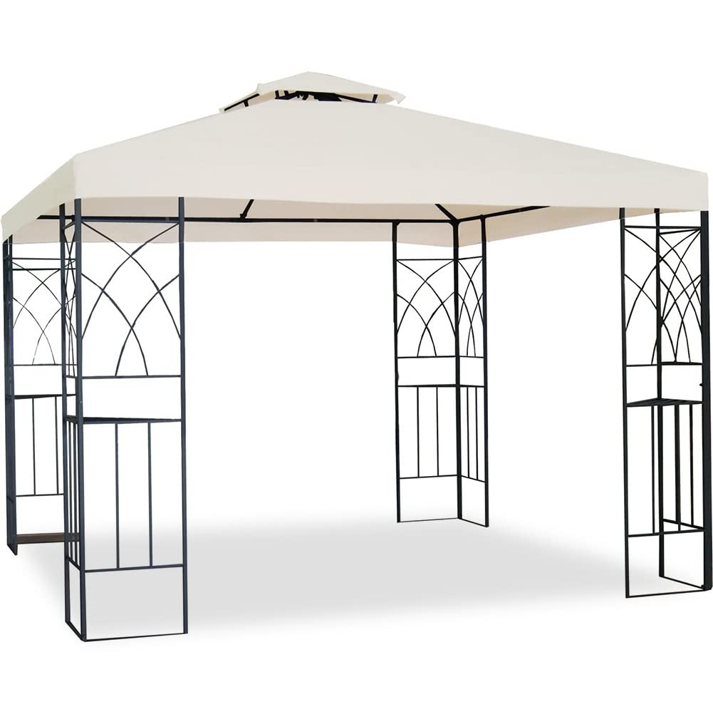 Photo 1 of 10' X 10' Replacement Gazebo Canopy Top - Gazebo Cover UV30 Waterproof 200g Canvas for Outdoor Garden Patio Pavilion Sun Shade (Color : White, Size : 2-Tier)