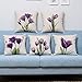 YMSDZHL Print Elegant Tulip Purple Flower LinenThrow Pillow Cover Sofa Couch Art Painting for Living Room Decor Cushion Cover and Modern Home Decorations Pillowcase(4#)