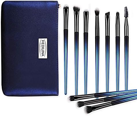 10 pcs Professional Eye Makeup Brushes Kit - HEDILINA Makeup Brushes Set, Blending Eyeshadow Eyebrow Concealer Smudge Lip Brushes (Sapphire Blue)
