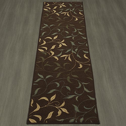 Ottomanson Ottohome Collection NonSlip Rubberback Leaves Design 2x7