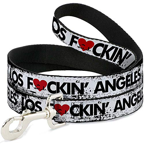Buckle-Down Pet Leash - Los F*CKIN' Angeles Heart Weathered White/Black/Red