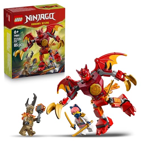 Ninjago Pack de Combate: Meca Dragón de Kai - Figura de Dragón, 3 Minifiguras y Catanas de Juguete - Regalo de Cumpleaños para Niños de 6+ Años y Fans de la Serie - 71851