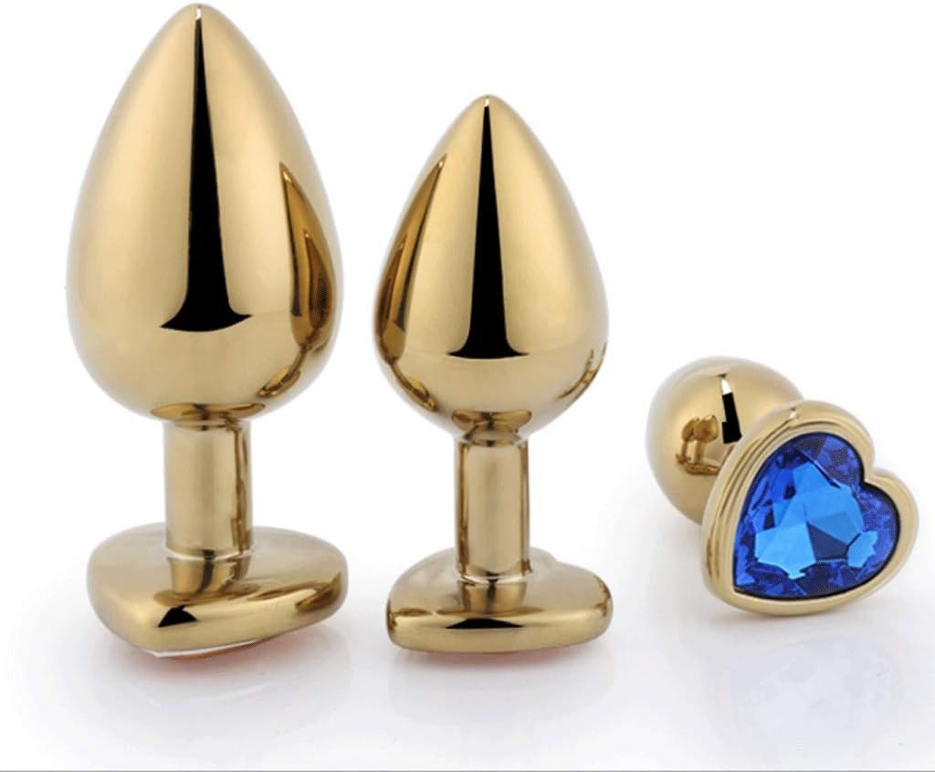 LLFX 3PCS Bútt Plug Heart for Couples Stainless Steel Smooth and Comfortable 3 Different Sizes Waterproof Jeans,Sunglasses (Color : Blue)