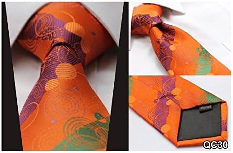 Paisley Floral Stripe 3.4" 100%Silk Jacquard Woven Classic Men Tie Necktie Choose:QC30(Orange Green)