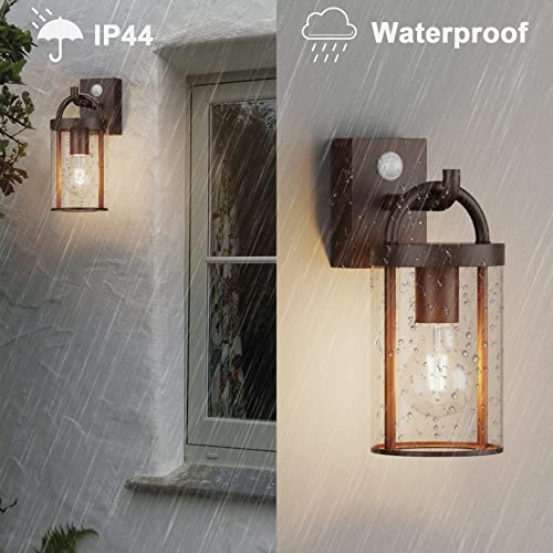 Klighten Vintage Outdoor Wall Lamp, E27 Wall Light with Motion Sensor, Industrial Wall Lights, Industrial Wall Light, 40W Max, IP44, Rust Red, Not Included Bulb