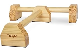 Yes4All Steel/Solid Wood Push Up Stand Parallel Bars Parallettes Non-slip Rubber Feet For Floor Use, Supports Calisthenics Ex