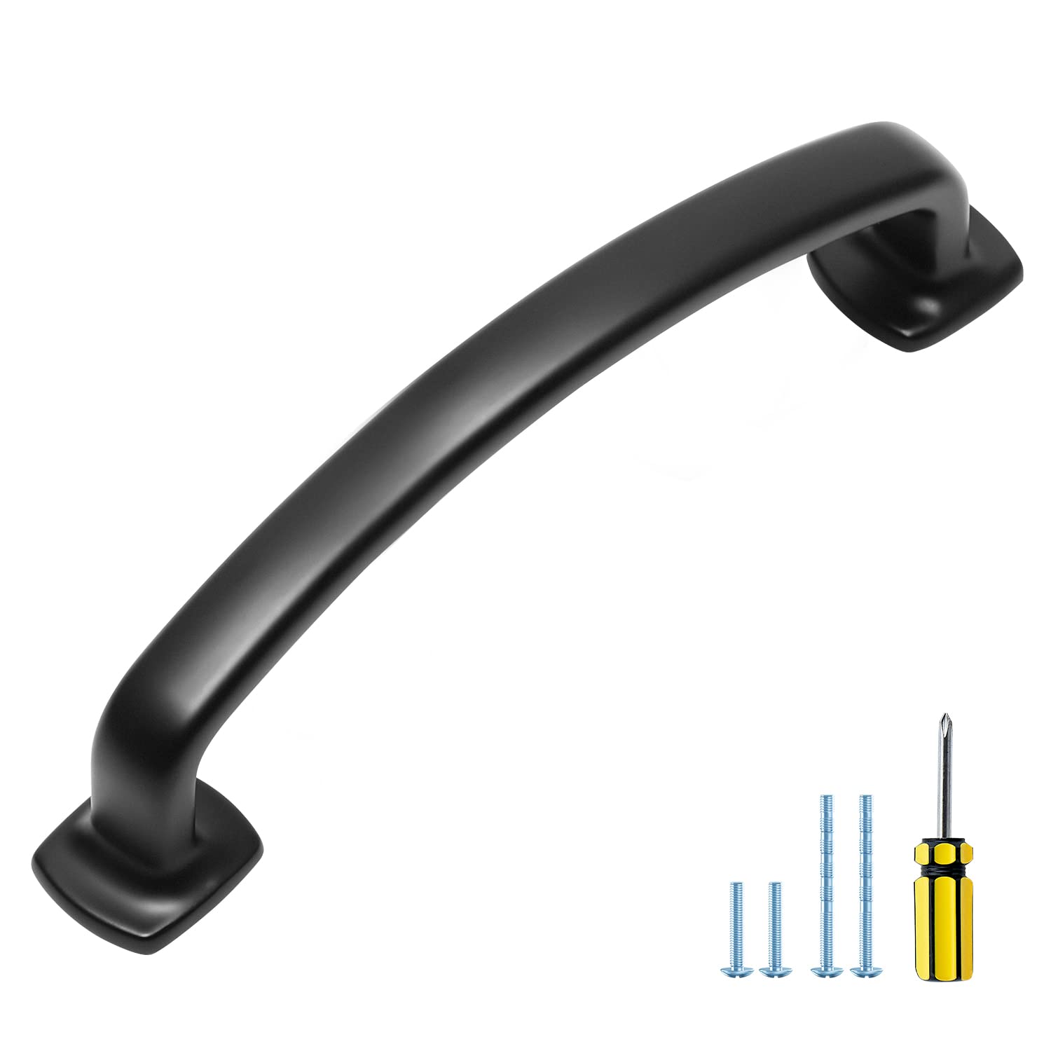 Photo 1 of Ravinte Arch Cabinet Pulls Solid 10 Pack 5 Inch Matte Black Kitchen Cabinet Handles Flat Square Foot Curved Drawer Pulls Hardware for Kitchen Cabinet