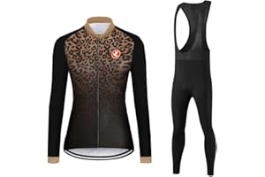 UGLY FROG Winter Cycling Jersey Sets Women Long Sleeve,Bicycle Biking Bike Shirts with Pockets+Long Bib Tight
