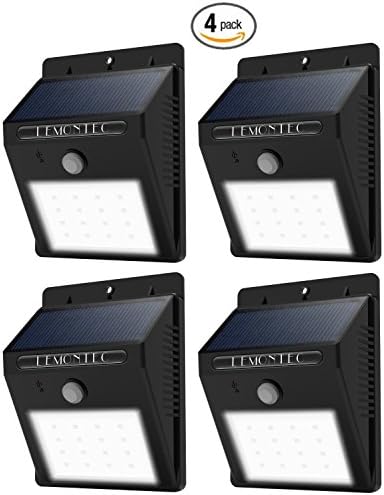 Solar Lights, Lemontec Garden Waterproof Wireless Security Bright Motion Sensor Solar Spotlight Lights For Outdoor Wall Yard Deck, Wall Light Security Night Lights 4 Pack