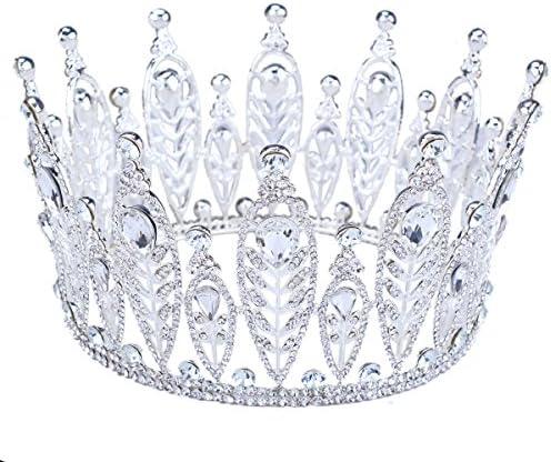 FUMUD 3.62" High Wedding Bridal Crystal Rhinestone Crown Tiara Prom Pageant Full Crowns Headband