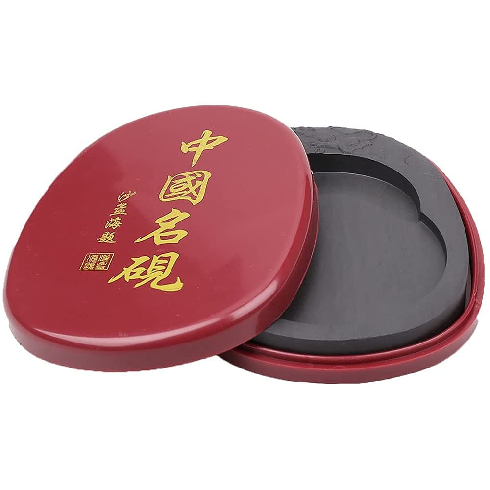 ANCLLO Calligraphy Ink Stone with Cover of Chinese Calligraphy Natural Inkstone-Chines Inkstone