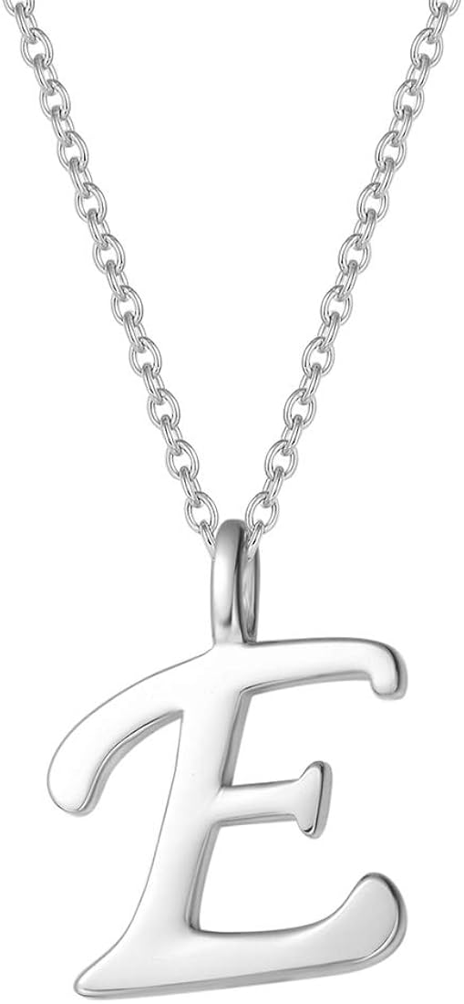 925 Sterling Silver Initial Alphabet Necklace with Letter E Name ...