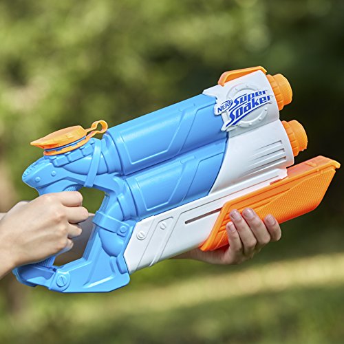 Super Soaker Twin Tide Wasserpistole doppelter Spritzpower Pump-Funktion großer 1,4L Wassertank einfaches Auffüllen – Bild 5