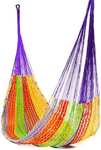 Handmade Cotton Hammock by Mayan Artisans - A Fair Trade Item - Mold To You Body - Soft And Most Comfortable - Mexican Single Size Multicolor 440 lbs Max by SilishapeHammocks